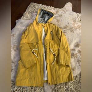 Ann Taylor Loft Yellow Anorak Jacket Coat utility Rain Medium
